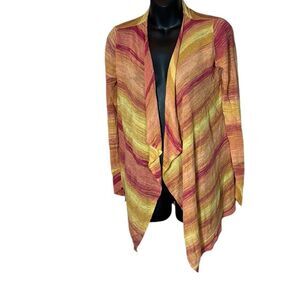 Zadig & Voltaire Daphnee open front cardigan linen blend striped waterfall knit